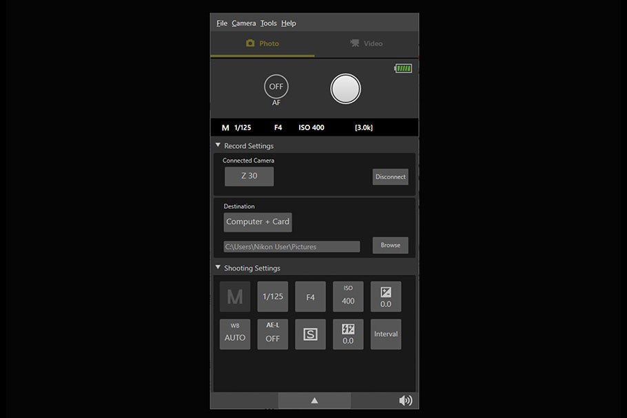 Basic Tethering Mode Interface with Nikon NX Tether version 2.0.0 | Nikon Cameras, Lenses & Accessories